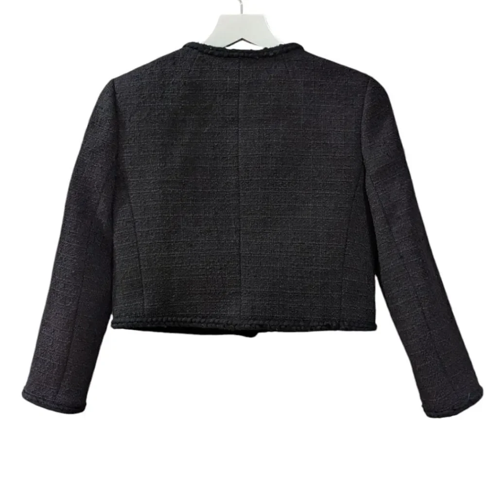 J.Crew Louisa Lady Jacket In Maritime Tweed Blazer Women's 00P Black BU036 NWT
